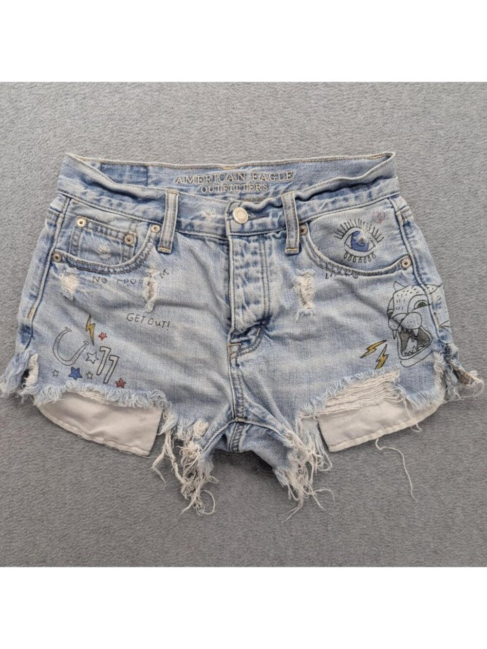 American Eagle Outfitters Shorts Womens 0 Blue Vintage Hi-Rise Cutoff Denim